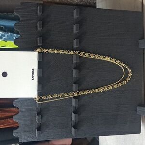 Express Gold Tone Double Chain Necklace